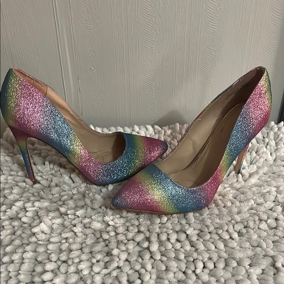 Rainbow Glitter Stiletto Heels - Picture 1 of 1